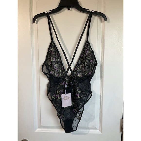 NWT Savage X Fenty Butterfly Wings‎ Lace & Mesh Teddy Purple Heat Size Large - Picture 9 of 9
